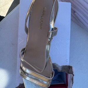 Women's Gold Strappy Heels